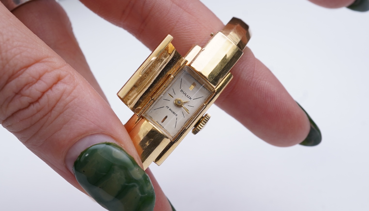 Dulux, a lady's gold Art Moderne cocktail watch, 1930s